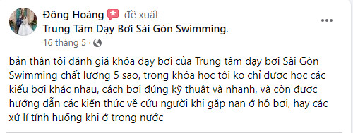 Đánh giá của học viên khi học bơi tại Sài Gòn Swimming